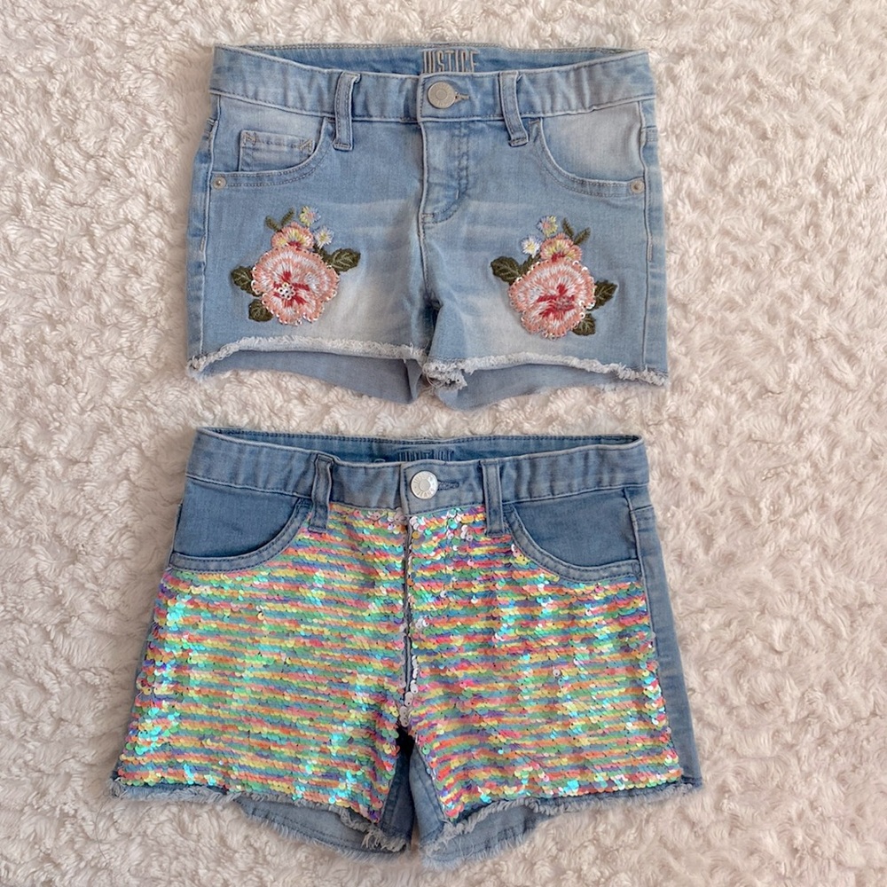 Set of 2 Justice Girls Denim Sequin Shorts